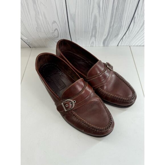 Coke Haan Made In Italy Dark Brown Penny Loafers Buckle Strap M 10.5! - Picture 3 of 9